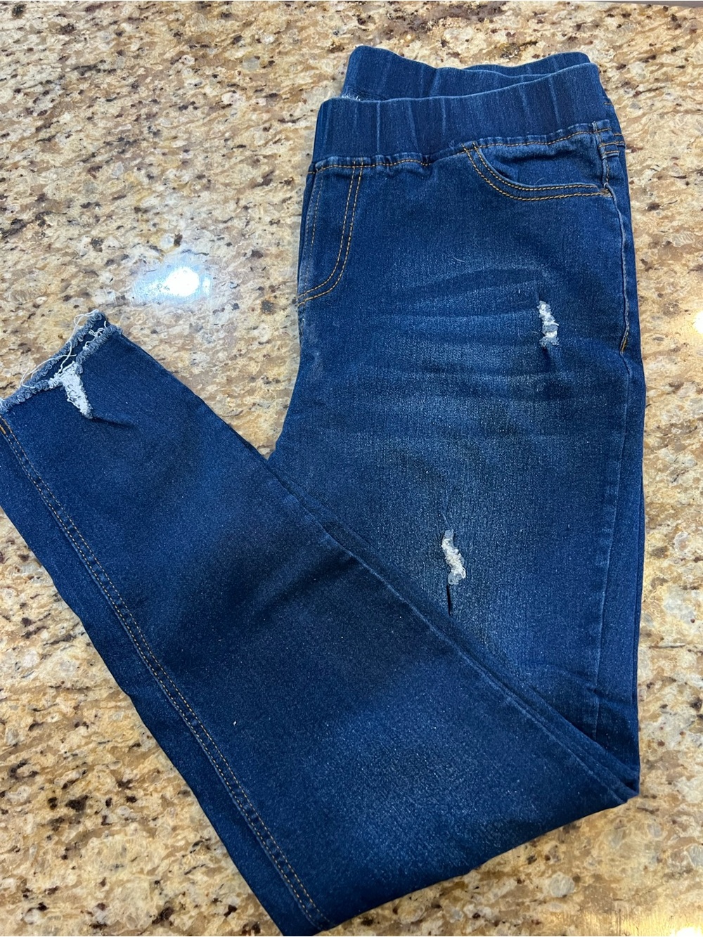 JVINI Dark Blue Skinny Jeans with Distressed Detail
